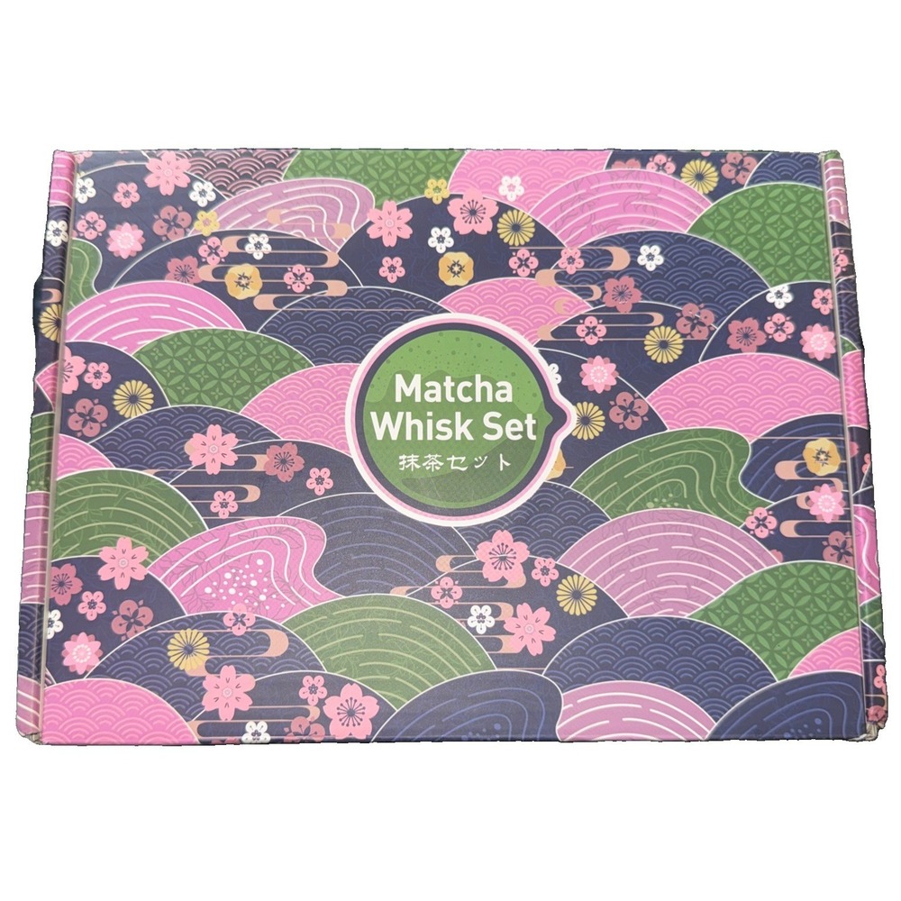Matcha Ceramic‎ Whisk Set Green  Includes Bowl, Whisk and Holder 7-Pcs Gift Box